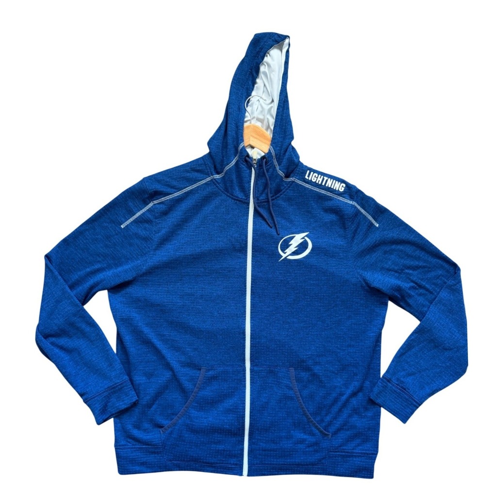 Tampa Bay Lightning Hoodie Mens XL Blue NHL Hockey Therma Base Majestic EUC